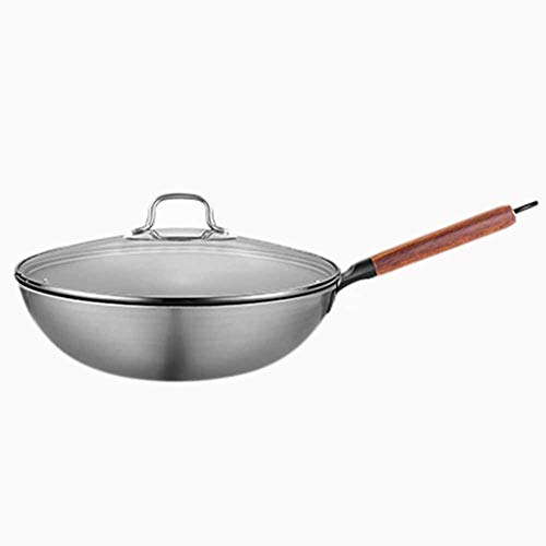 IUBGFTO Wok Non revêtu en Acier Titane, poêle antiadhésive à Motif nid d'abeille, poêle Domestique ne Rouille Pas, Wok sain et léger, 32 cm (32 cm)