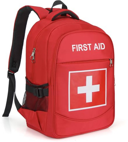 Erste-Hilfe-Rucksack mit mehreren Taschen, Notfall-Rucksack, wasserdicht, leere Erste-Hilfe-Tasche, Rot 2, Large 1, Modern