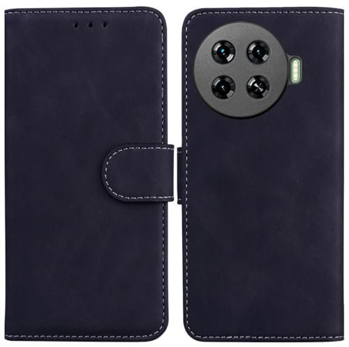 SATURCASE Coque pour Tecno Spark 20 Pro Plus, Toucher Confortable PU Cuir Magnétique Flip Portefeuille Support Porte-Carte Protecteur Housse Étui pour Tecno Spark 20 Pro Plus (FG-Noir)