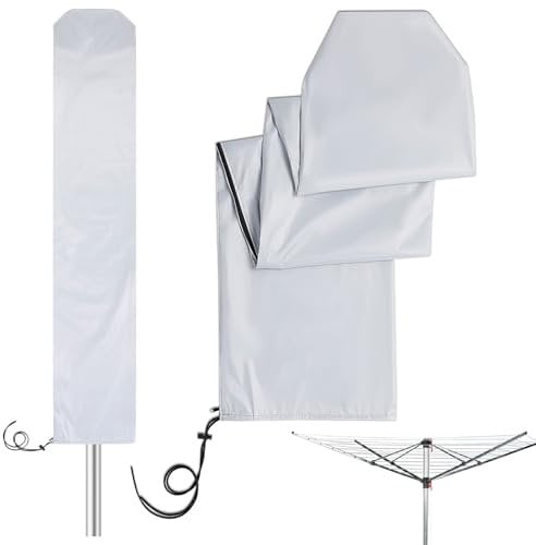AiQInu Funda Tendedero, Cubierta Impermeable y Resistente para Tendedero de Ropa, 16 x 16 x 165 cm, Funda Tendedero Exterior Vertical, Funda para Tendedero Plegable, Cubierta Tendedero