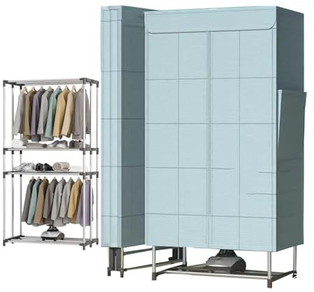 Tendedero de ropa con calefacción de 2 niveles, secador de ropa eléctrico de 1500 W para interiores, armario con tendedero plegable con calefacción y temporizador de 180 minutos, tendedero de acero