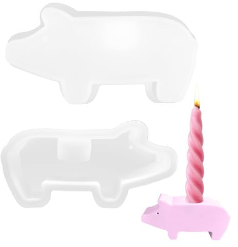 Silikonform Schwein Kerzenhalter Schweinchen,Silikonformen Gießformen,Silikonformen Gießformen Schwein,DIY Schweinchen Giessformen Silikon,für Weihnachten, Tischdekoration