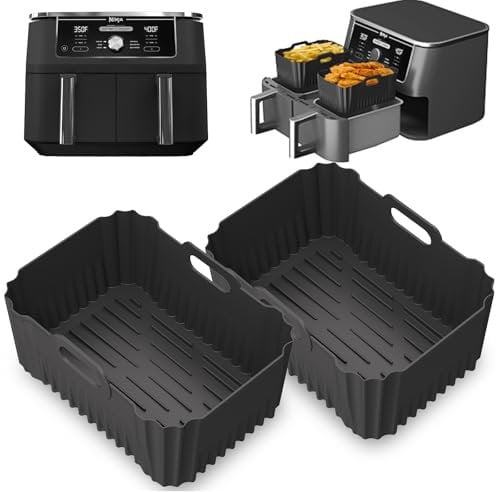 2Pezzi Accessori Friggitrice ad Aria per Ninja Double Stack XL Friggitrice Verticale 9.5L SL400EU, Foodi Max Dual Zone AF400EU, Può Essere Riutilizzato Teglie per Friggitrice ad Aria