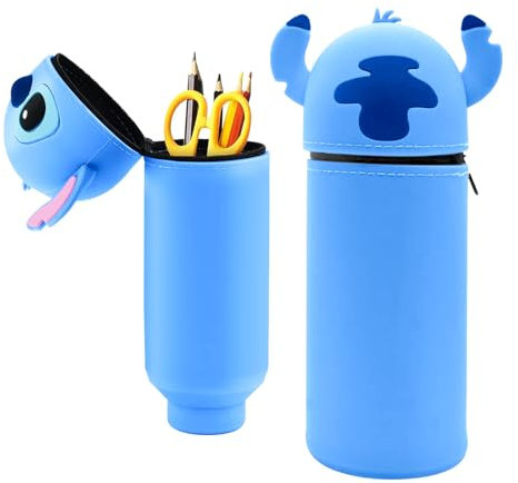 DONGSZQ Federmäppchen aus Weichem Silikon, Cartoon Federmäppchen, Stand Up Federmäppchen für Schreibwaren Unisex, 2-in-1 Silikon Federmäppchen, Tier Stifthalter, GroßE KapazitäT MäPpchen (A)