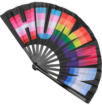 JYSILIYH Rainbow Folding Fan Pride Hand Fan Gay Stuff Colorful Hand Held Fan LGBTQIA Large Foldable Rave Fan Clack Fans for Dance,Party,Decoration,Festival,Pride Accessories