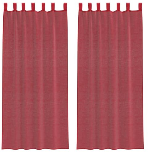 vidaXL Voile Vorhänge mit Schlaufen 2 STK. Weinrot 140x225 cm, Gardine, transparenter Vorhang, Fenster-Voile, Fensterdekoration
