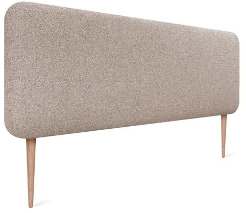DHOME Tête de Lit Capitonnée Unie Arrondie en Tissu Aqualine avec Pieds pour Mur Têtes de Lit Acoustiques Absorbantes Tête de Lit Chambre à Coucher (Sable, 160cm)