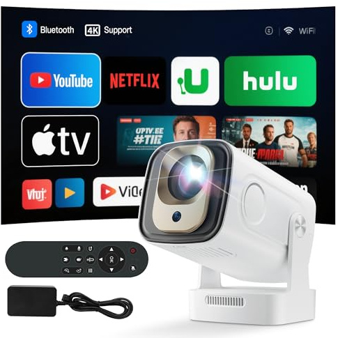 Mini projecteur 4K, Vidéoprojecteur Portable 1080P Full HD, Rétroprojecteur WiFi 6 Android 11 BT5.4, 13000 Lumens, Assistant Google Compatible avec HDMI/TV Stick/Memory Stick/Laptop