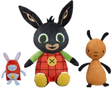 Rainbow Designs Bing, Flop & Hoppity Interactive Soft Toys - Kids Interactive Toys with RFID Technology, Talking Toys That Respond to Each Other, Plush Toy Figures for Kids | RFID recognition, interactive character responses, imaginative play, soft plush trio