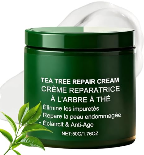 Tea Tree Oil Face Cream, Tea Tree Face Moisturizer for Dry & Itchy Skin, Acne, Scar, Day & Night Moisturizer for Women & Men, Calming & Hydrating Cream, Oil Control, Soothing and Moisturizing