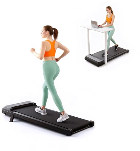 VZYTV Laufband für Zuhause，2-in-1 Walking Pad für Unter den Schreibtisch mit 5% Steigung, Geräuscharm Belastbarkeit 110 kg, Geschwindigkeit 1-6 km/h, Fernbedienung und LED-Anzeige (Kein Zaun)