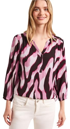 Damen Shirt mit Split Neck und Strukturmix
