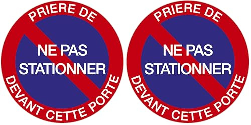 Exacompta - Réf. 67102E - 1 panneau rond PRIERE NE PAS STATIONNER DEVANT CETTE PORTE - En polypro traité anti-dérapant - Diamètre du panneau : 30 cm - coloris : fond bleu/bord rouge (Lot de 2)