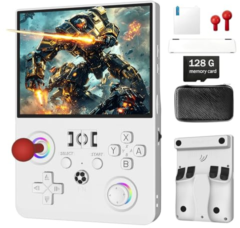 BuLuHAHA R36MAX Ⅱ 2026 NEW Upgrade Retro Handheld Game Console, 4.5 Inch Ultra Large IPS Screen Portable Gaming Console with 128G TF Card, 4000mAh Battery, Travel Entertainment Gift(R36MAX2-White)