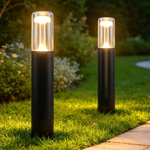 Glitzerlife LED Wegeleuchte Außen Gartenleuchte 2ER Pollerleuchte 40cm