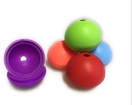 RESPEKT Silikon Eiswürfel in Fußballform, rund, 5er Set (bunt)