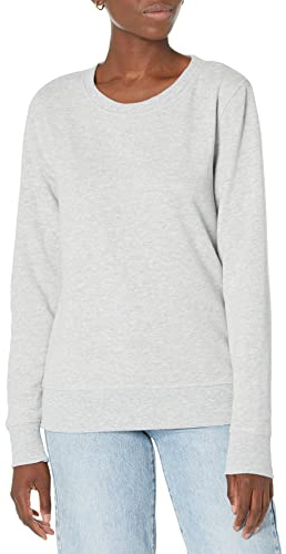 Amazon Essentials Felpa in Pile Girocollo (Disponibile in Taglie Forti) Donna, Grigio Chiaro Puntinato, S