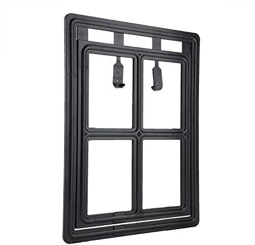 Gattaiola per Gatti, 45,5 x 35,5cm Porta per Gatti e Cani Gattaiola Porta Basculante Porta Schermo per Animali Domestici con Arresto Automatico per Zanzariera Telaio per Porta, Nero