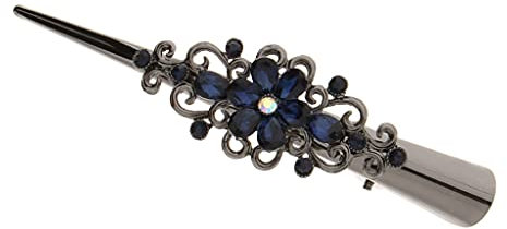 Hellery Pinces à Cheveux Bec de Canard en Métal Clips de Boucles Alligator Clips Femme - Bleu