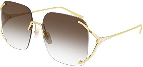 GUCCI Womens GG0646S Sunglasses, Gold-Gold-Brown, 60