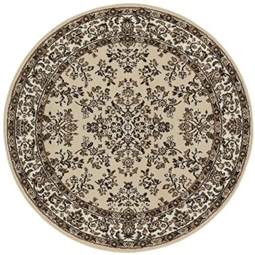 Hanse Home Design Kurzflor Wohnzimmerteppich Orient - Zabul Perser Look, Orientalischer Teppich für Esszimmer, Wohnzimmer, Schlafzimmer - Creme, 140 cm