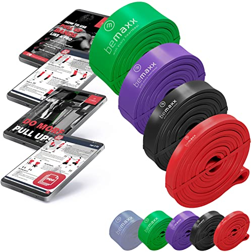 Fitnessband Pull Up Resistance Band, Klimmzughilfe + Trainings-eBook - DAS Klimmzug Widerstandsband | Home Gym Equipment: Sportband Pullup Dip Bar Klimmzugband, Calisthenics Bodybuilding Trainingsband