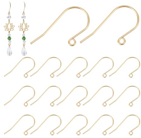 UNICRAFTALE 50 Stück 304 Ohrringhaken aus Edelstahl, 0,7 mm, Ohrstecker, mit Schleife, Goldohrring, 27,5 x 13 x 0,8 mm, Loch 1,8 mm