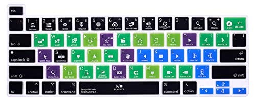 HRH Final Cut Pro X Shortcuts Hotkey Silikon-Tastaturabdeckung Schutzfolie für MacBook Pro 13 Zoll 2020 (Modell A2289 / A2251 / A2338 M1 Chip) und für MacBook Pro 16 Zoll 2019 (Modell A2141)