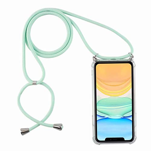 Bigcousin Funda con Cuerda Compatible con Huawei P20 Lite/Nova 3e,Ultrafina Suave Transparente TPU con Ajustable Collar Cadena Cordón,Menta Verde