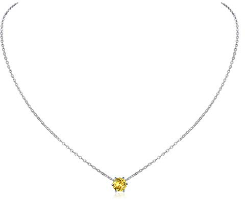 ChicSilver 925 Silberkette mit Geburssteine Topas Halskette mit Zirkonia für Freundin Ehefrau