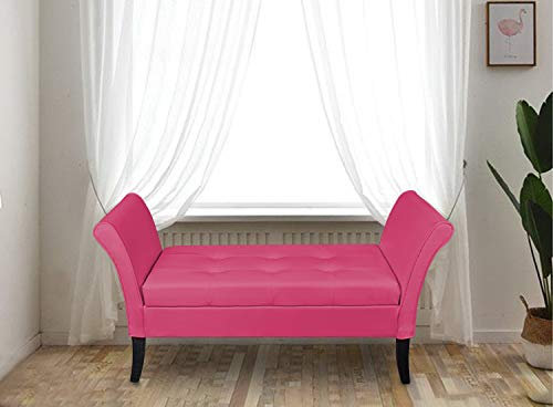 HomeHarmony® Balmoral PU Leather Easy To Assemble Window Seat Storage Ottoman Bed Sofa Bench (Fuschia)