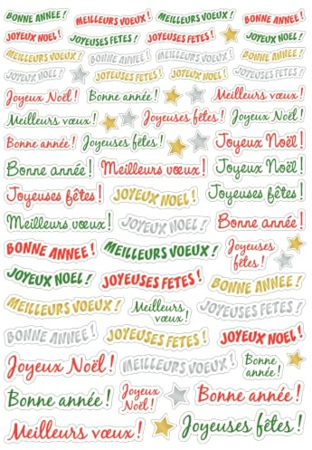 Aufkleber, 134 Stück, Frohes Neues Jahr, Frohe Weihnachten, beste Wünsche zum Feiern Ende des Jahres Sticker Sticker, mehrfarbig, de 1 à 8 cm