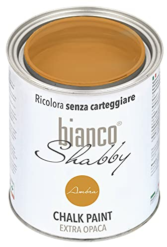 biancoShabby® Chalk Paint Ambra Pintura Shabby Chic Vintage para Muebles y Paredes Extra Mate vuelva a dar color fácilmente todo tipo de material sin lijar (1 l Paquete de 1)