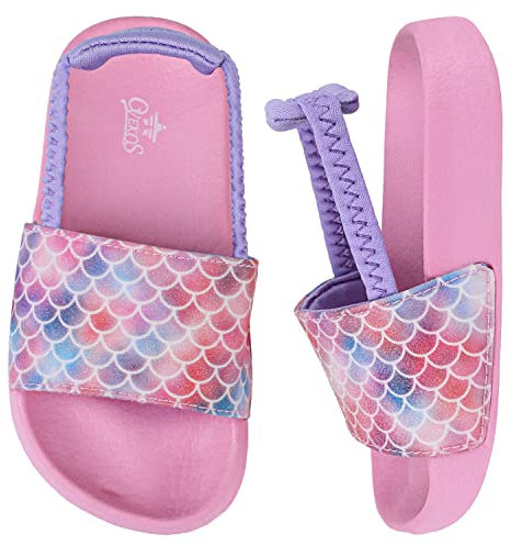 Sandali Estive Ragazze Pantofole da Piscina Banda Elastica Antiscivolo Bambini Ciabatte da Spiaggia ada Interno E da Esterno Squame Rosa 27 EU