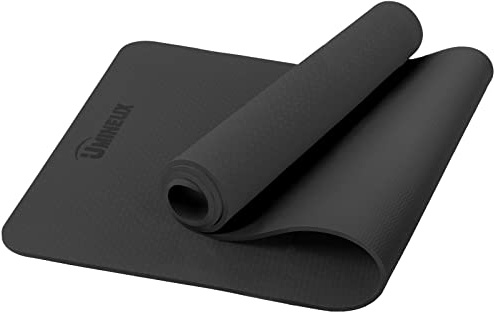 Yogamatte, rutschfest, Pilates-Fitness-Matten mit Ausrichtungsspuren, umweltfreundlich, reißfest, Yogamatten für Damen, Trainingsmatten für Zuhause, Workout, mit Tragegurt, 183 x 61 cm, Schwarz