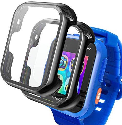 Keepamor Paquete de 2 protectores de pantalla solo compatibles con VTech Kidizoom Smartwatch DX2 Kids funda rígida con vidrio templado ultrafino, cubierta protectora general para niños y niñas, color
