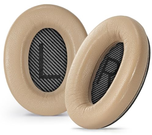 Aurivor Cuscinetti auricolari in pelle per cuffie Bose QuietComfort QC-35 QC-35-ii QC-25 QC-15 QC-2, in pelle di agnello, ricambio per cuffie Ae2/Ae2i/Ae2W SoundLink SoundTrue (beige)