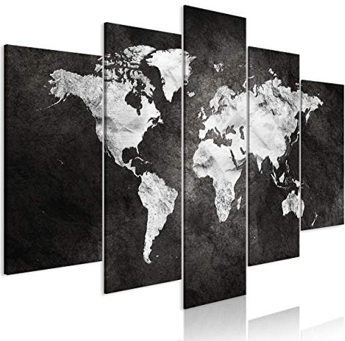 decomonkey Bilder Weltkarte 150x75 cm 5 Teilig Wandbild Groß Leinwandbild XXL Deko Wohnzimmer Schlafzimmer Büro Wanddeko Leinwand Pictures For Wall Poster Wall Painting Welt Kontinent Landkarte