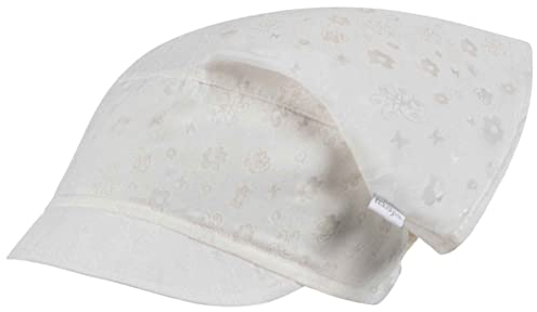 Kopftuch Sommer Mütze Schirmmütze Mädchen Baumwolle Blumen, Farbe: Creme, Größe: 46-48