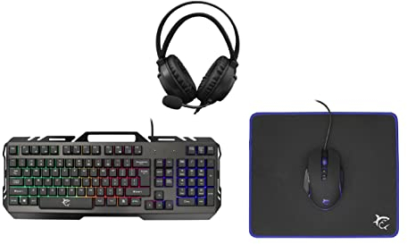 White Shark, Cheyenne, Combo 4 in 1, Set da Gaming Composto da Mouse con Illuminazione LED 4 Colori, Tastiera con Funzione Anti Ghosting, Cuffia da Gaming con Microfono e Tappetino per Mouse, Nero