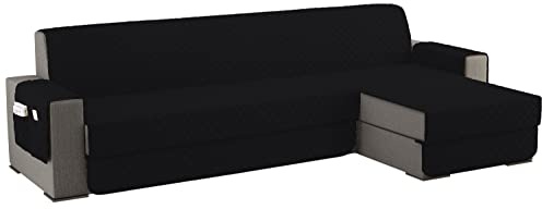 sevi's Sofabezug L Form 300cm Wasserdicht, Sofa überzug Ecksofa Reversibel Kratzfest Fleckenresistent - Sofa Cover für Katzen und Hunden - Schwarz