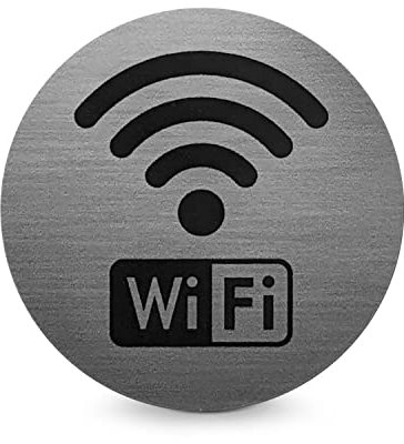 Türschild Piktogramm WiFi/WLAN- Runder Aufkleber aus PROTECT-Folie - Für Ihre Tür & Wand - Silber - Durchmesser Ø 7,0 cm - Selbstklebend - Betriebsausstattung24®