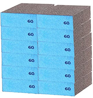 Blocs de ponçage papier de verre à double usage humide et sec, éponges de ponçage grossier 60 grains lavables et réutilisables bois, murs, voitures et métal 12PCS
