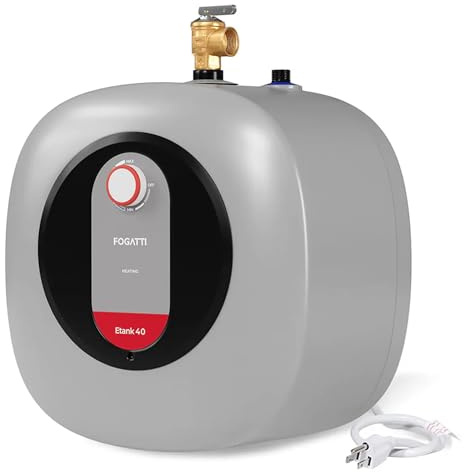 FOGATTI Electric Mini Tank Water Heater, 4.0 Gallon Point of Use Instant Hot Water Heater 120V 1440W, Food Truck Water Heater, Under Sink, Wall or Floor Mounted, Easy to Install
