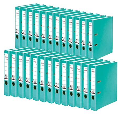 FALKEN 25x Recycolor Umwelt-Ordner Öko 5 cm schmal DIN A4 türkis | Made in Germany Farbiger Papierbezug außen Blauer Engel