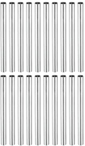 sourcing map 20 Stück Runde Kupplung Mutter M4x0.7mm Innengewinde 60mm Gewinde Rund Hülse Verbinder Stange Bolzen Rohrmutter Hardware Befestigung Silber