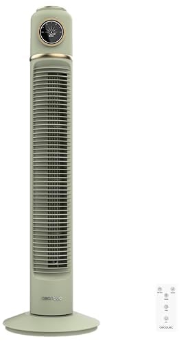 Cecotec Ventilador de Torre EnergySilence 320 Max Skyline Retro Smart Green de 32, 40W, LED display, Control táctil y remoto, 3 Velocidades, 3 Modos, Temporizador 12 horas y Oscilación 72º