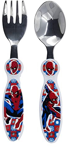SET DE 2 CUBIERTOS METALICOS SPIDERMAN ARACHNID GRID