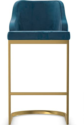 Nuovo Gold Bar Stool (Teal Velvet)