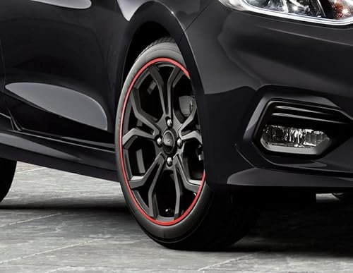 Ford Original Fiesta 2018- Aktuell Leichtmetallrad 17 Zoll 5 x 2-Speichen-Design, „Y“-Form in Schwarz lackiert mit rotem Akzentring